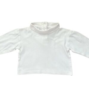 Petit Ami cotton blend white turtleneck Girl 12 Mo long sleeves button